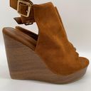 Charlotte Russe Hadlee Faux Suede Brown Wedge Peep Toe Shoe Size 9 Photo 2