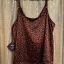 Ava & Viv  Cheetah Copper Brown Black Silky Satin Cowl Neck Top 3X NWT Photo 1