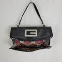 Guess  Womens Shoulder Bag Black Ostrich Embossed Faux Leather Accordion Clutch Photo 19