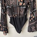 Peach Love California Peach Love Patchwork Flare Sleeve Bodysuit Blouse - Small Photo 8