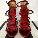 L.A.M.B. Rhett Heel Womens Size 9 Red Leather With Box Dust Bag Y2k Vtg Photo 2