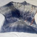 Venus  M Medium Cold Shoulder Blue Tie Dye V Neck Photo 1