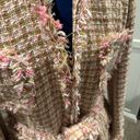 Cache Cach'e Jacket Pink Cream Woven Textured Classic Lines Sculpted Belted Blazer Photo 2