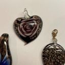 Handmade Lot Of 3 Costume Pendants / Charms - Blown Art Glass Mix - Heart Flower Etc Photo 5