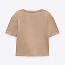 ZARA Tan Cropped T Shirt Photo 1