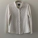 W By Worth  Womens Size Medium White Textured Stretch Button Up Blouse Photo 0