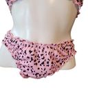 Romwe  Pink & Black Leopard Print Ruffle Strapless Bikini Swimsuit (S) Photo 3