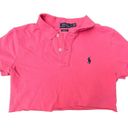 Polo  Ralph Lauren Preppy Pink Collar Skinny Fit Logo Crop Top Small Petite Photo 1