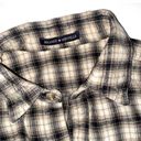 Brandy Melville Women's One Size Flannel Plaid Button Up Shirt Tan Beige & Black Photo 2