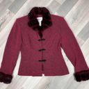 Danny & Nicole  Faux Fur Trim Blazer Jacket Maroon Red 6 Photo 11