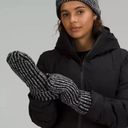 Lululemon  Textured Fleece Lined Knit Mittens Black & White Nwt Photo 1