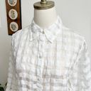 Coldwater Creek Woven Linen Windowpane Plaid Sheer Button Down Top Small Photo 1