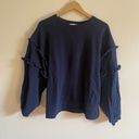 Time And Tru  Blue Ruffle Sleeve Sweatshirt Photo 3