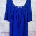 Laundry by Shelli Segal  royal blue lace square neck trumpet sleeve dress Small Photo 0