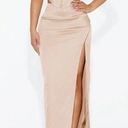 Naked Wardrobe NWOT  Satin Cream The High Gloss Slit Skirt Photo 0