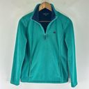 Brooks Brothers  346 Womens Fleece 1/4 Zip Pullover Teal Navy Embroidered Logo Photo 0