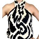 Rachel Zoe  Size Large Black & White Crop Lined Halter Top Button Neck Photo 6