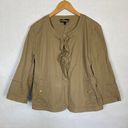 Talbots 🛍4/$20  Tan Ruffle Jacket 3/4 Sleeve Blazer Jacket Size 12 Photo 0
