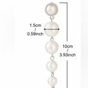 Stylish Faux Pearl Gold Plated Tassel‎ Earrings Elegant White Long Drop Earrings Photo 4