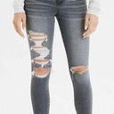 American Eagle Outfitters Black Ripped Skinny Jeans US 0 Regular Length Photo 1