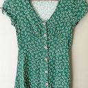 Zaful  Green Floral Button Up Mini Dress Short Sleeve 90s Y2K Small Photo 0