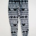 Disney  Womens Mickey Mouse Snowflake Fleece Pajama Set Size X-Small Grey Black Photo 3