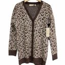 RD Style  Cardigan Leopard Animal Print Brown Gray Oversized NWT Size Small Photo 0