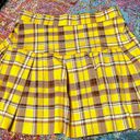 Jolie And Joy Yellow Stretchy Tartan Pleated Mini Skirt  Photo 4
