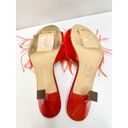 Nina  Sandals Womens Size 6 Red Feather Embellished Slip On Open Toe Shoes Photo 8