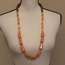 Coldwater Creek Signed  Long Statement Orange Beaded Costume Necklace Photo 0