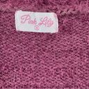 Pink Lily  Cardigan Sweater Soft Fuzzy Eyelash Knit Front Pockets Burgundy M Photo 4