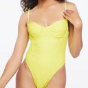 Forever 21  Yellow Eyelet Tie Strap One Piece Swimsuit Size M Photo 0