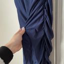 La Femme  Shiny Jersey Blue Open Back Trumpet Gown Dress Photo 4