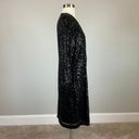 DKNY  Women's Cocktail Dress Size 8 Black Sequined Long Sleeve Tuxedo Sheath Photo 2