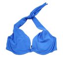 Victoria's Secret  Vintage 90s Y2K Blue Ribbed Underwire Swim Bikini Top Size 34C Photo 0