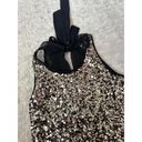 Mango MNG Collection S / M Silver Sequin Sheer Black Bow Tie Back Tank Top Sparkle Photo 2