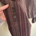 BCBGMAXAZRIA  Wool Blend Blazer Tie Front Brown Striped Silk Trim Ruffle Small Photo 6