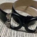 Ellen Tracy  black double circle one size adjustable leather belt Photo 1