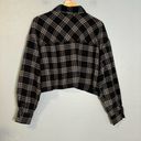 Oak + Fort  Black Plaid Cropped Flannel Collared Shirt Photo 7