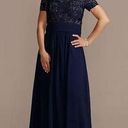 Oleg Cassini  Floor Length Sheath Gown with Lace Bodice Size 16W Light alteration Photo 0