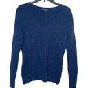 Brooks Brothers  Women's Sweater Cashmere Cable Knit Long Sleeve V-Neck Blue XL Photo 0