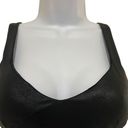 Good American  Women 1 Small Leatherette Sports Bra Black Faux Leather V Back NWT Photo 1