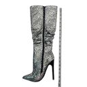 Shoedazzle  Beckey Slouchy Stiletto Boot Faux Leather Silver Foil Size 5.5 New Photo 8