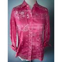 Coldwater Creek  ladies petite pink white paisley floral button down shirt NEW PS Photo 2