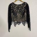 Guess  Black Nude Crop Top Small Eyelash Lace Photo 2