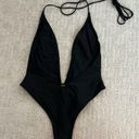 White Fox Boutique White Fox “Daydream Island” black shiny wrap sexy one piece swimsuit swimwear Photo 6