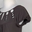 BCBGMAXAZRIA  Brownish Gray Short Sleeve Top Bejeweled Cutouts XS Photo 9