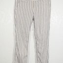 The Loft  Cream & Blue Stripe Marisa Linen Blend Crop Pants Size 4 Photo 0