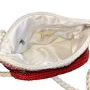 Rainbow Stripe Design White Knit Crossbody Purse Beach Style Lina Bag Crochet! Red Photo 4