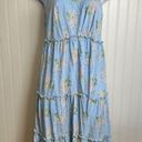 As You Wish AS U WISH sleeveless blue floral shoulder tie midi sundress size small Photo 0